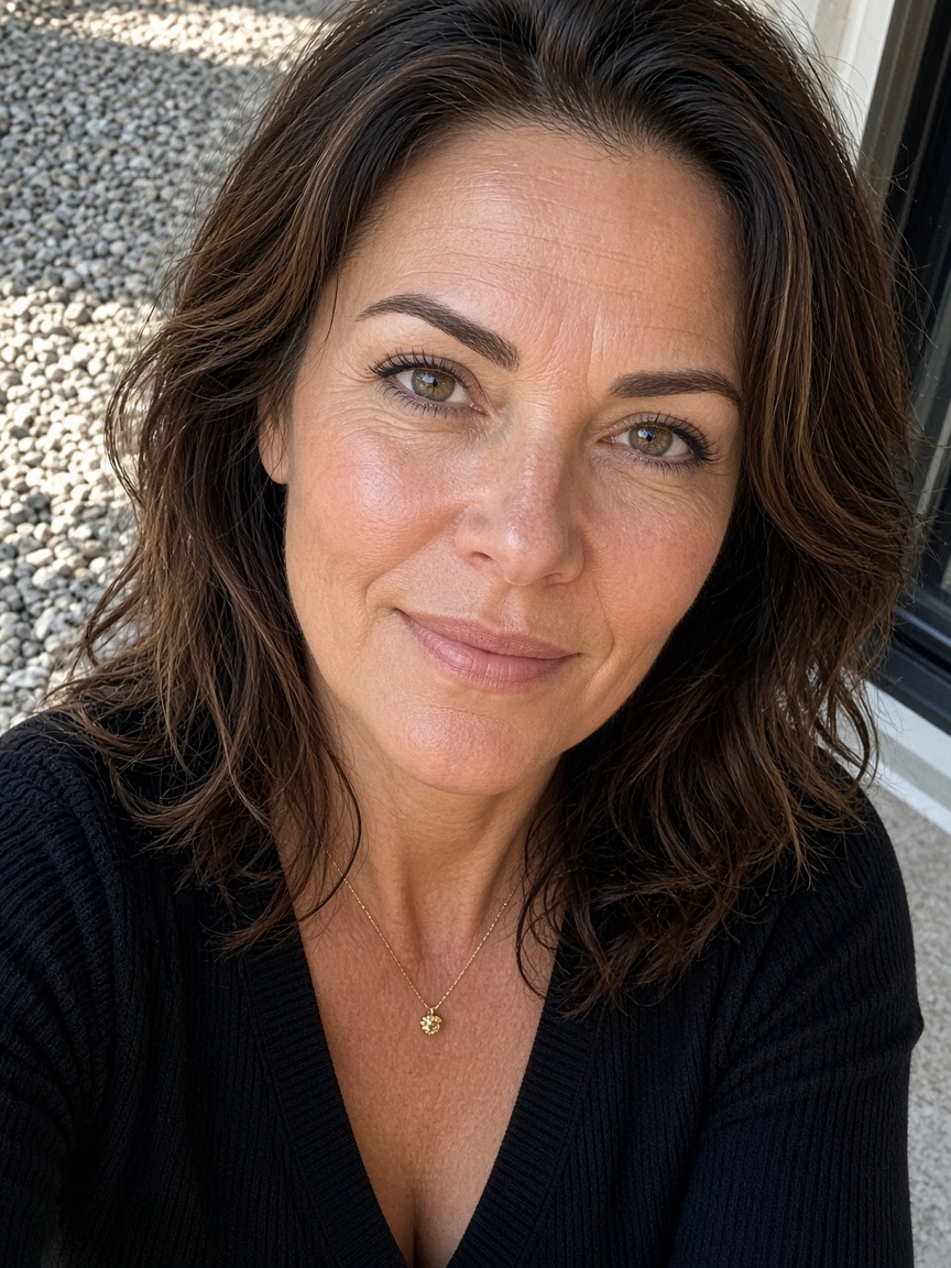 Close selfie cropped at the chest