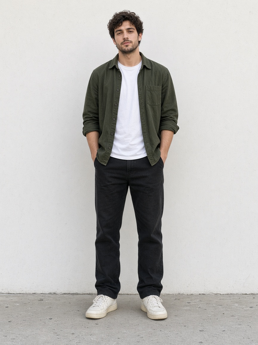 Full-body photo from head to shoes, outfit included